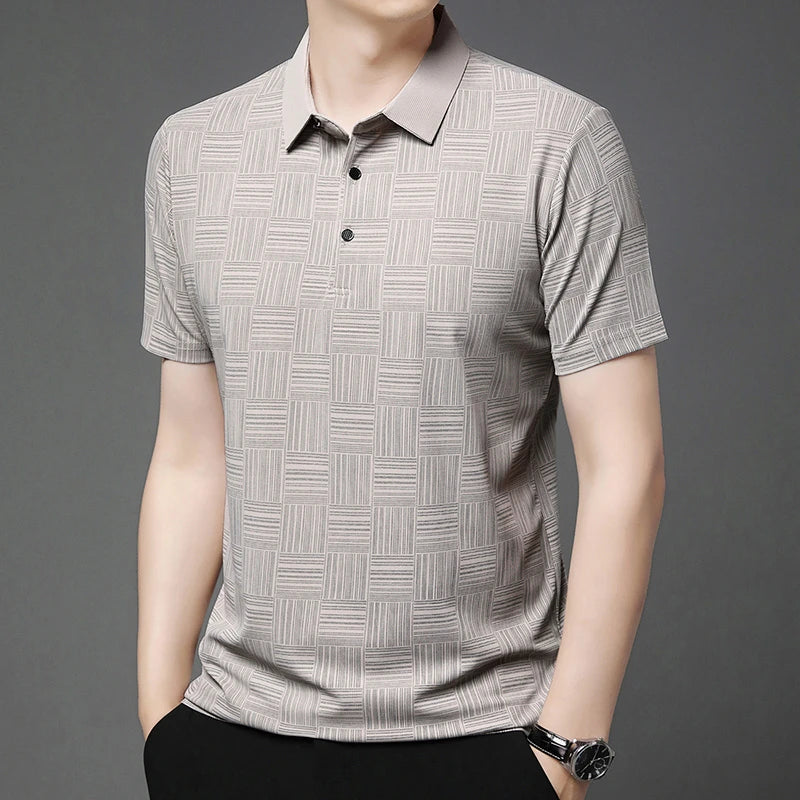 Casual short sleeve polo shirt with pattern