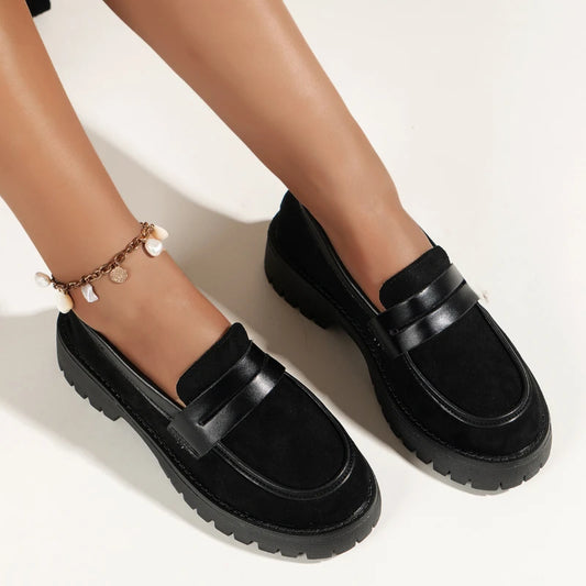 British suède platform loafers