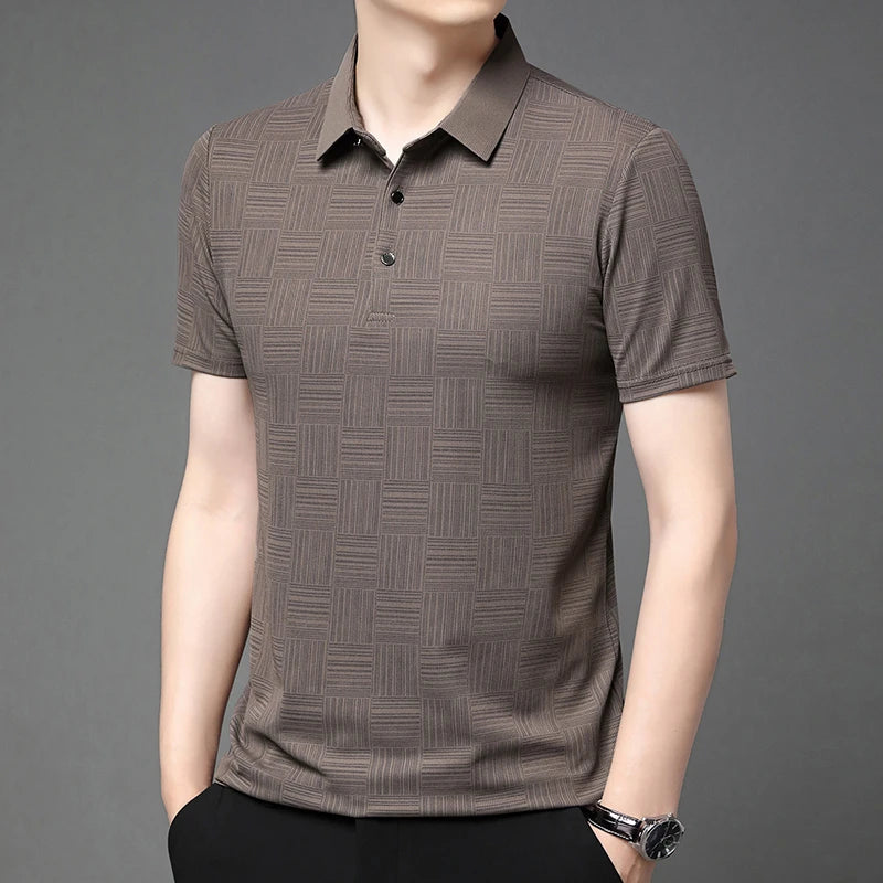 Casual short sleeve polo shirt with pattern